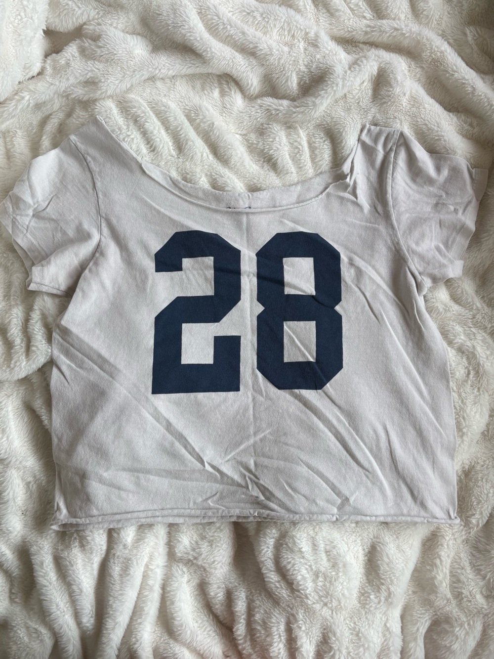 Brandy Melville White Tee with Navy 28 Graphic